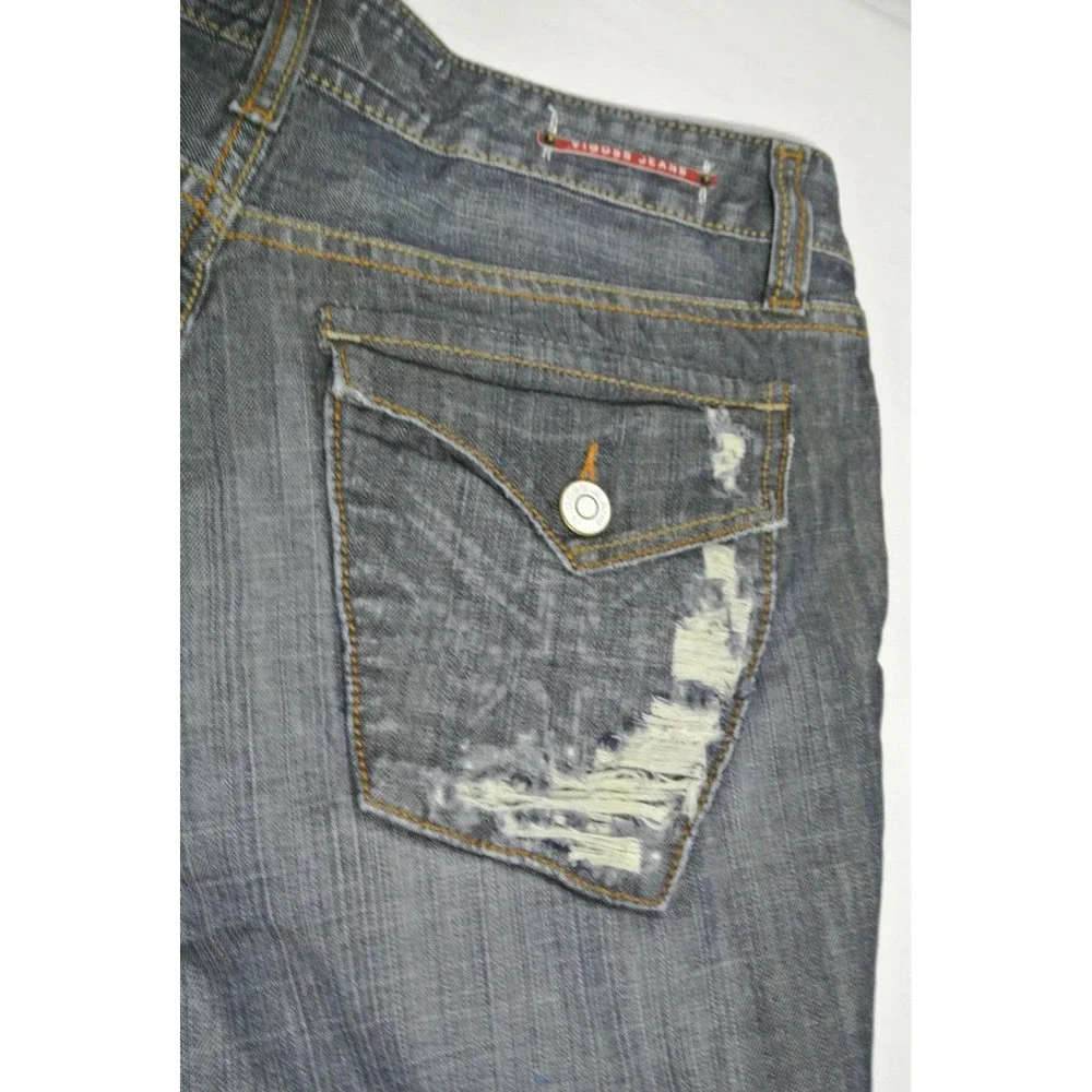 VIGOSS Size15/16 Blue Jeans Stretch LONG Bermuda Shorts 36